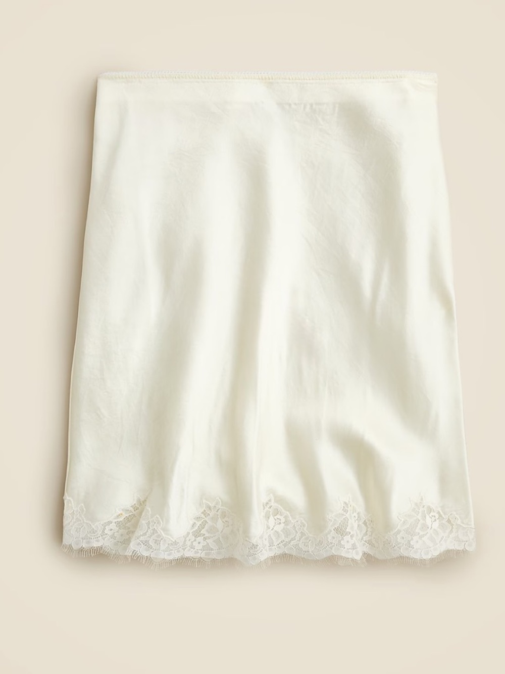 Gwen lace-trim slip skirt in textured satin